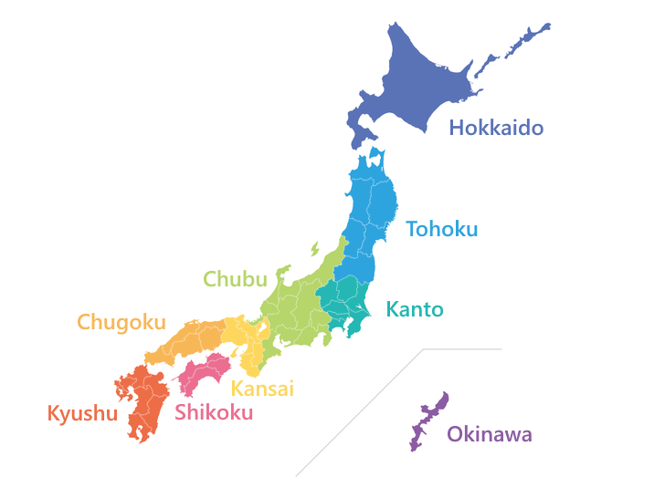 Block map of Japan